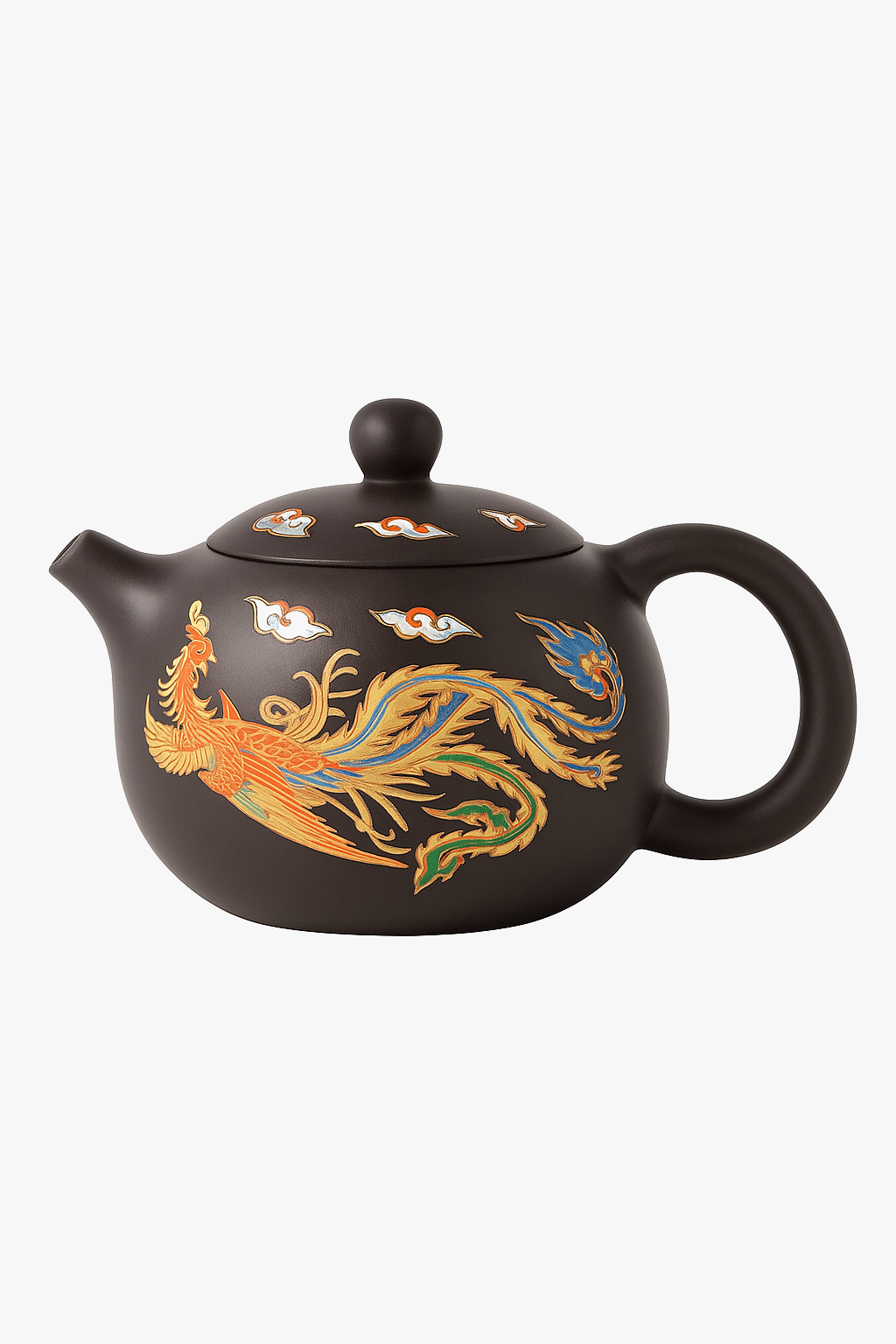 Teapot clay patterns dragon phoenix style gongfu artisanal
