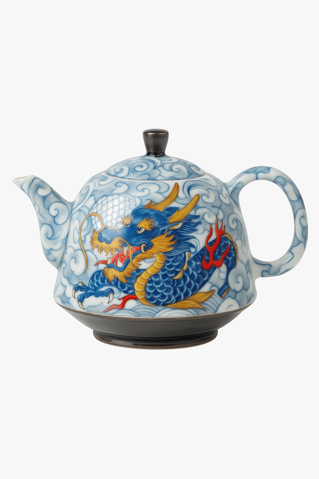 Chinese teapot in porcelain traditional decor infuseur