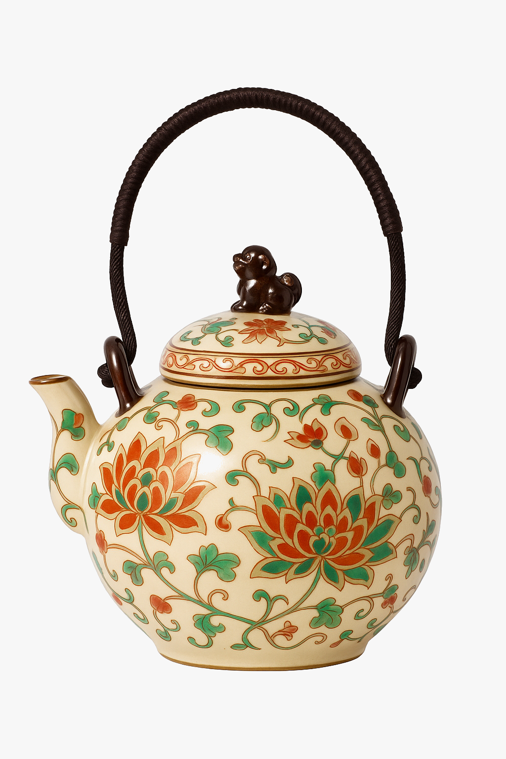 Chinese teapot lotus in porcelain service kung fu