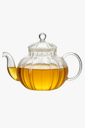 Teapot pumpkin flower striped glass with infuser