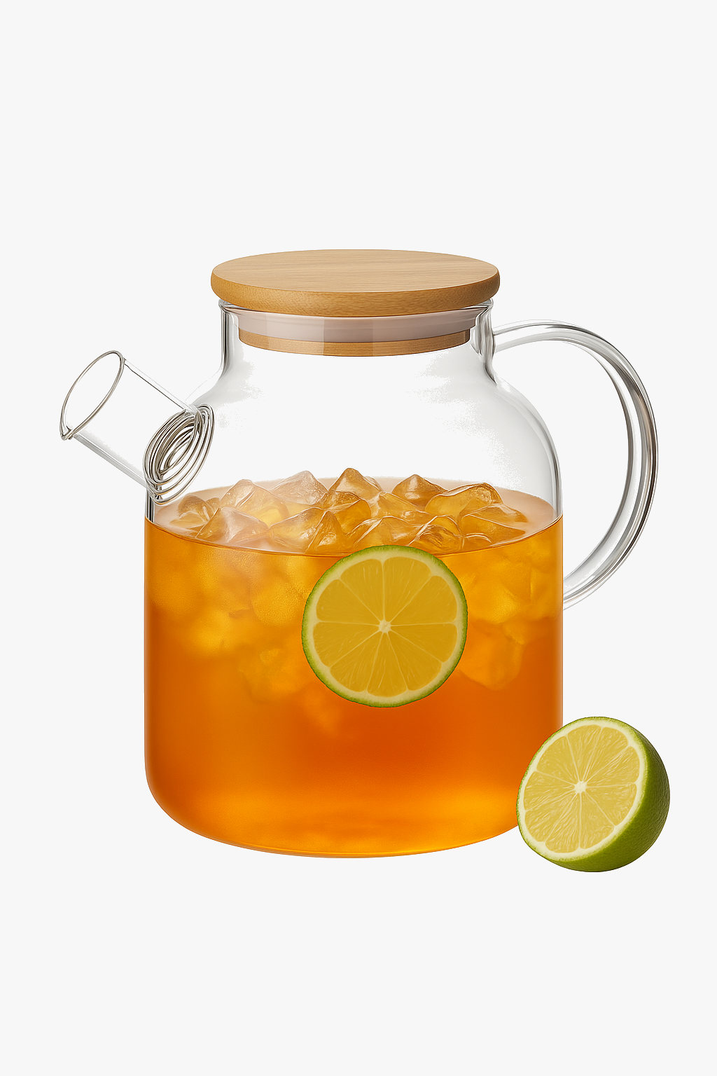 Glass teapot with removable filter bamboo lid