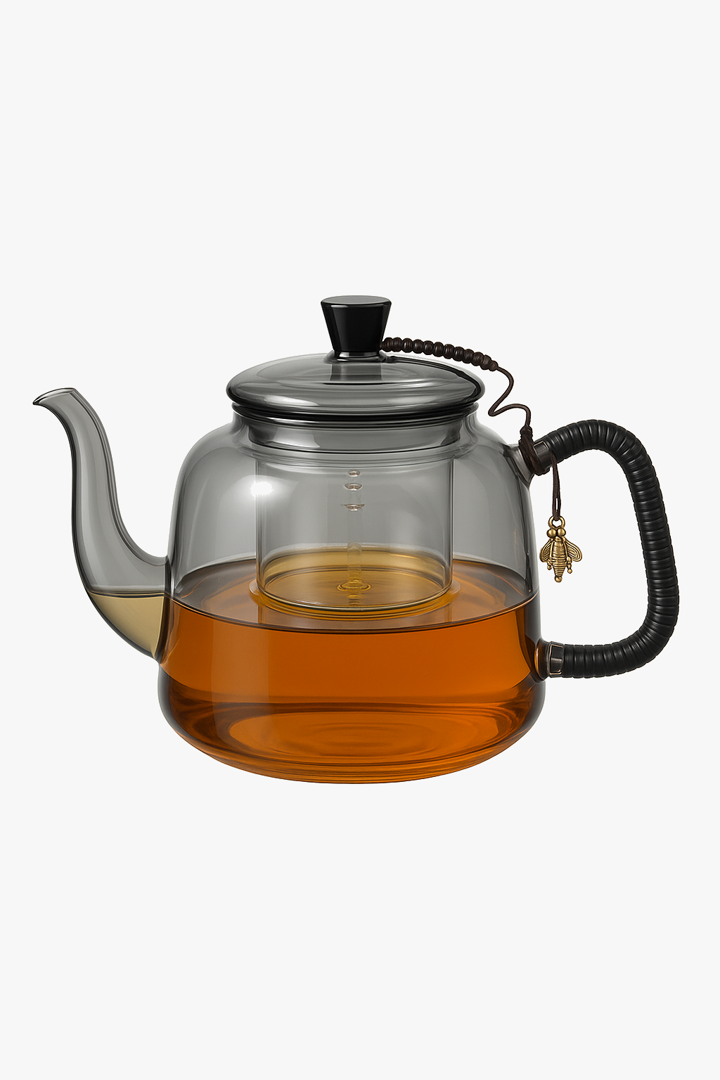 Glass teapot borosilicate 1.2l infuser double compartment
