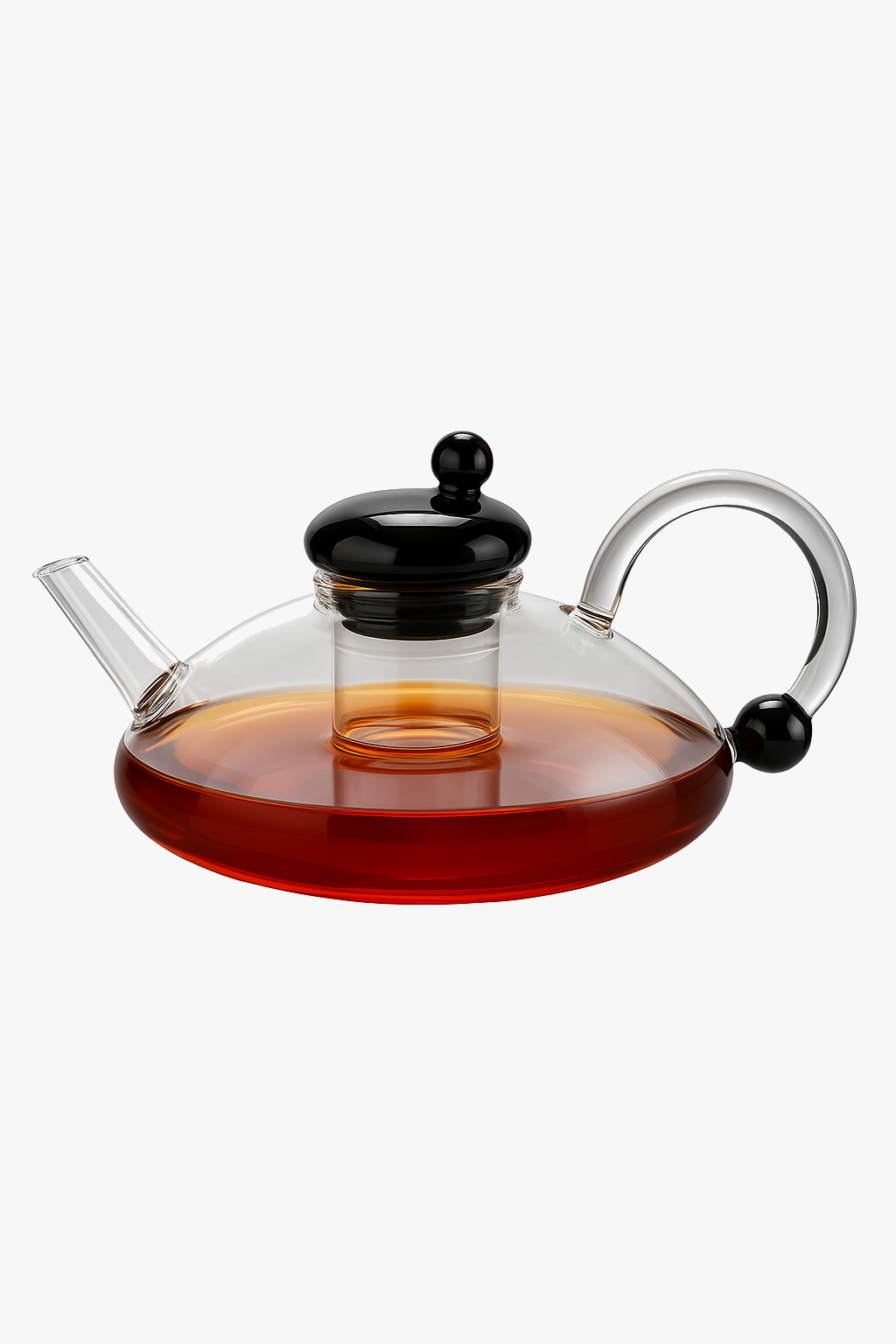 Teapot in glass borosilicate resistant heat kitchen
