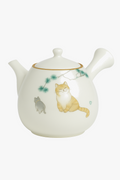 Teapot ru kiln ceramic pattern cat side handle