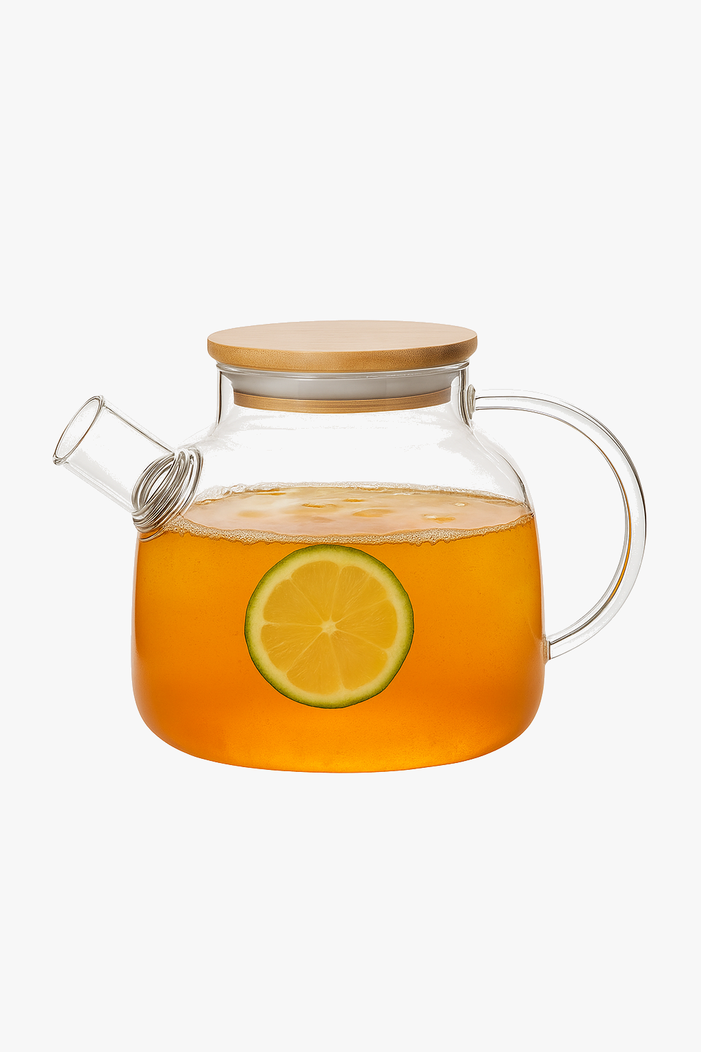 Glass teapot 1l bamboo lid removable filter