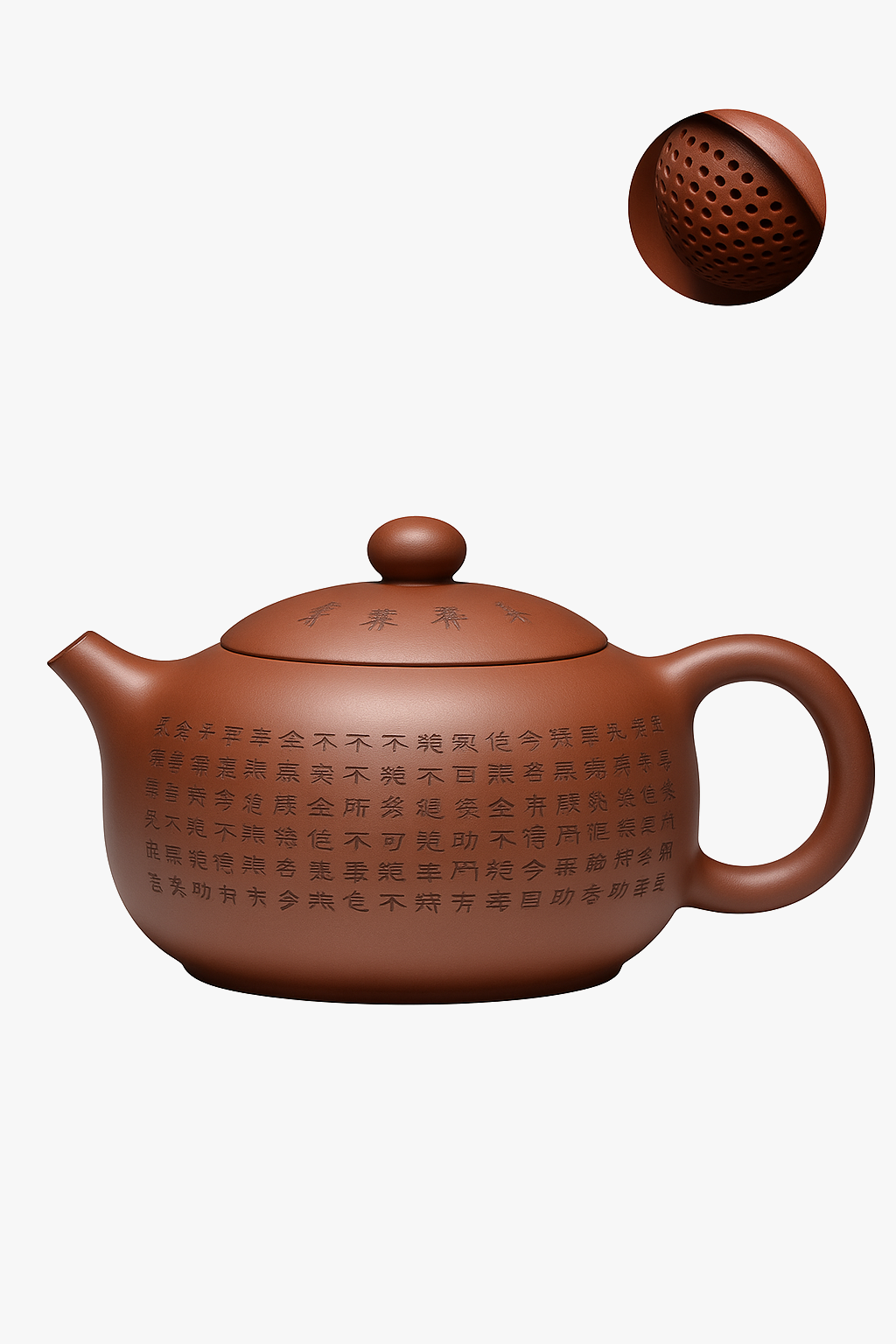 Yixing clay teapot carved hand pattern heart service