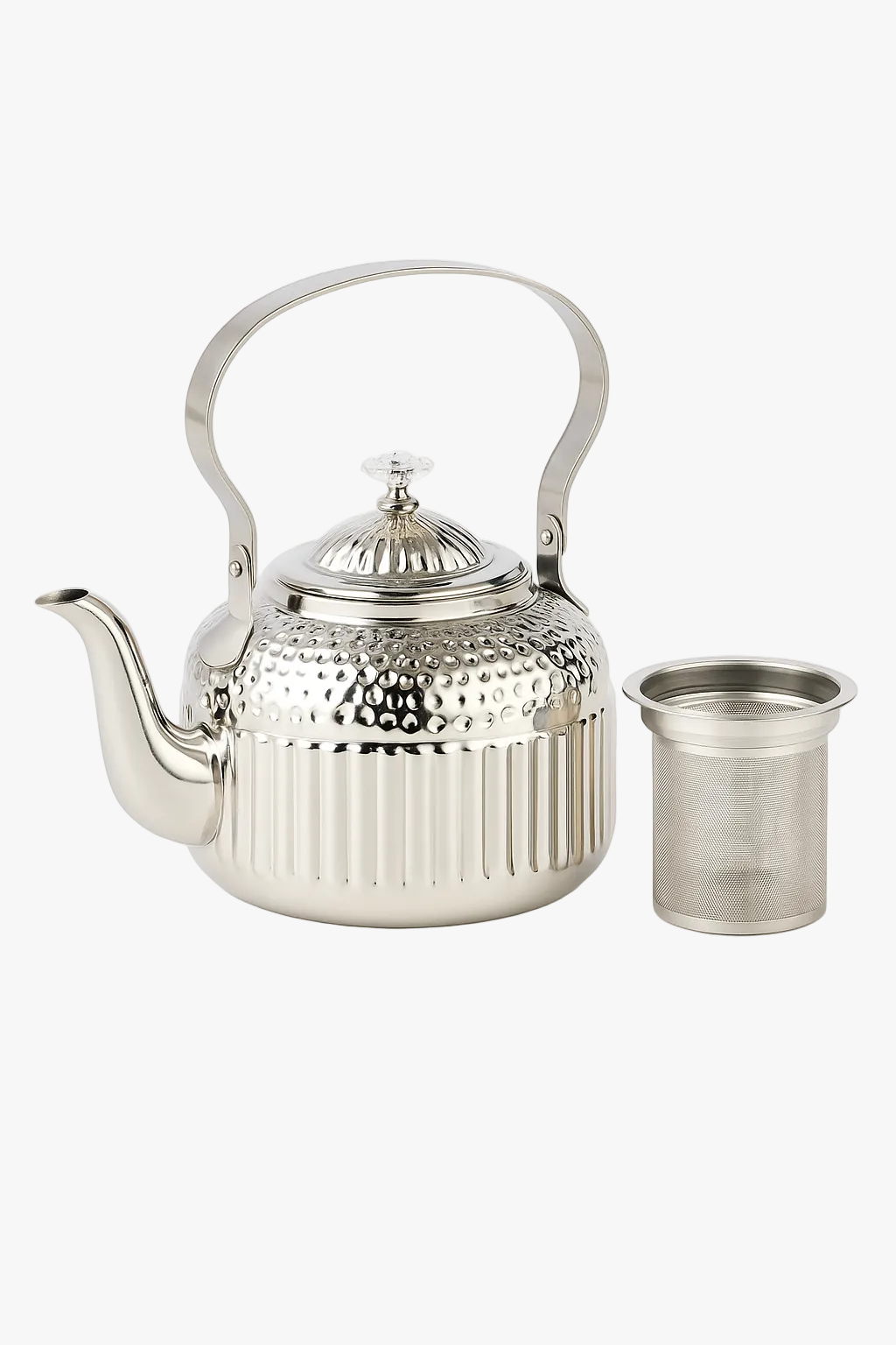 Teapot stainless steel hammered 18l with integrative filter