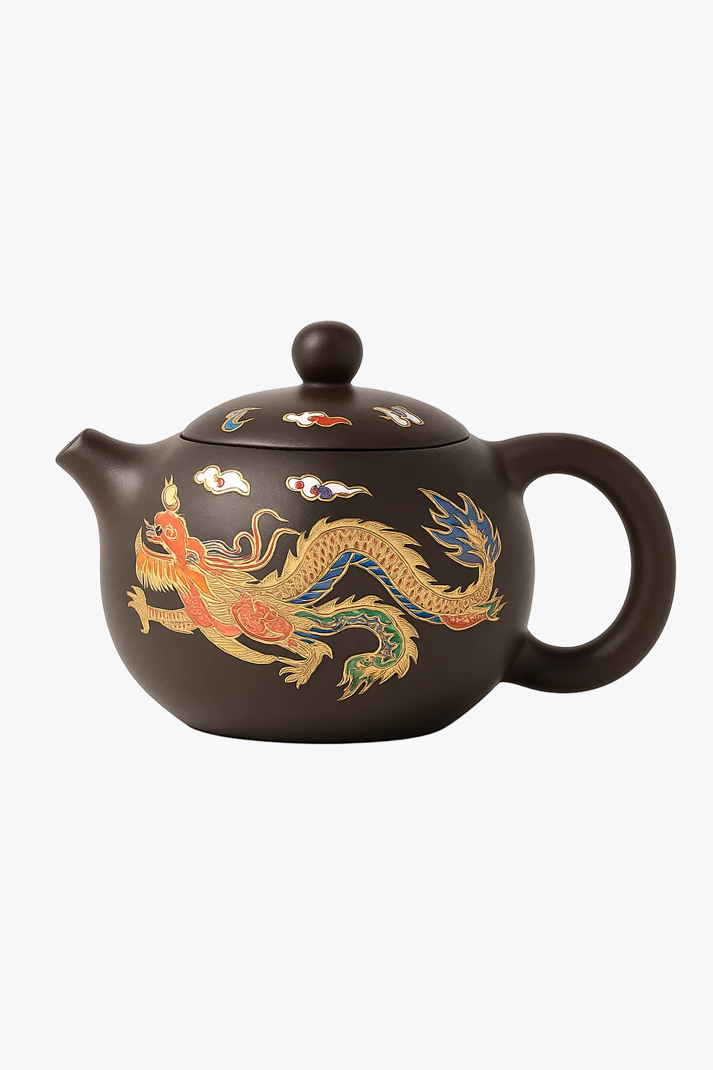 Teapot clay yixing dragons phoenix style gongfu artisanal