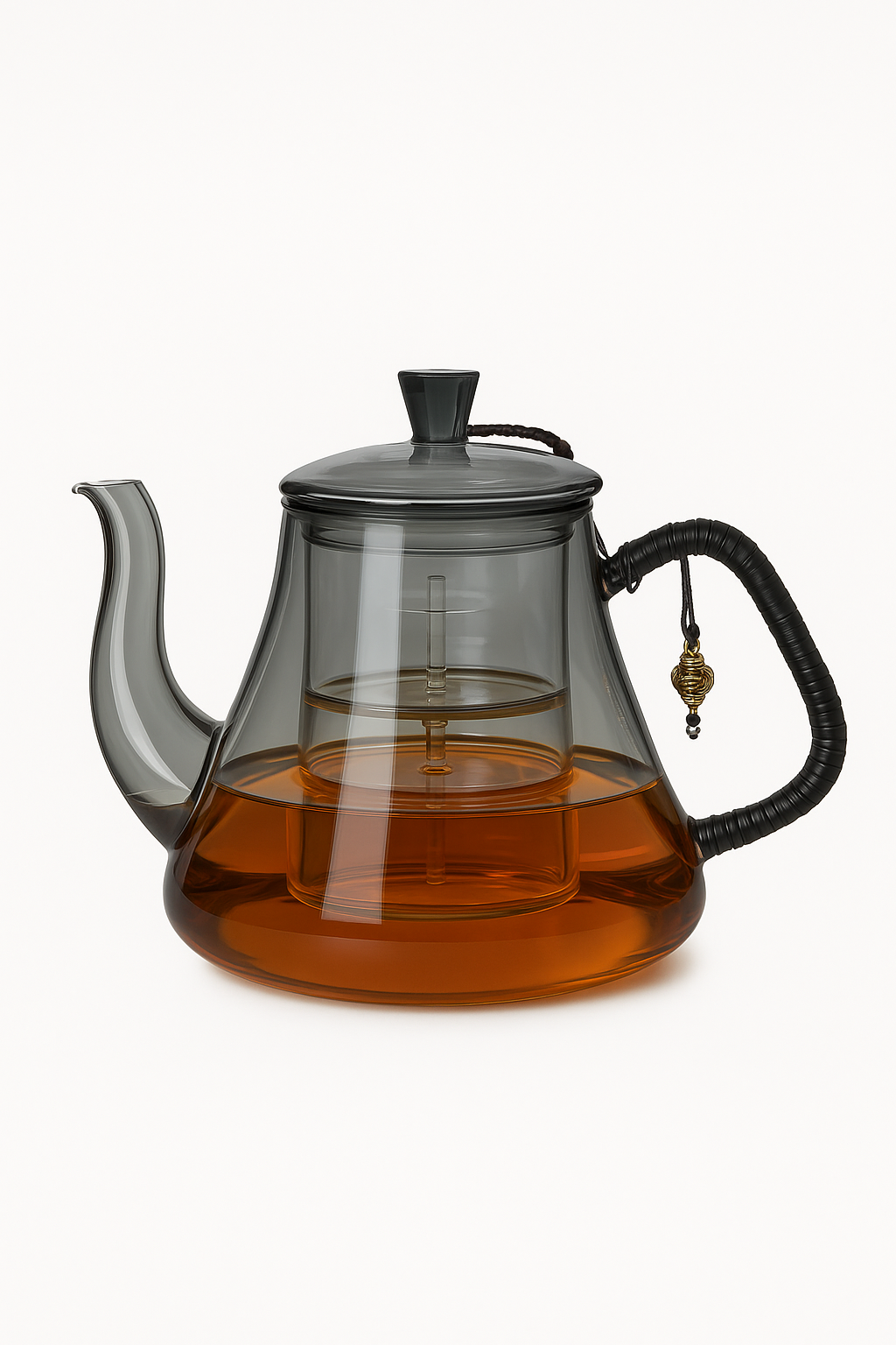 Teapot glass borosilicate infuser double compartment 1 2l