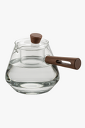 Refined Heat-Resistant Borosilicate Glass Teapot with Wood Handle