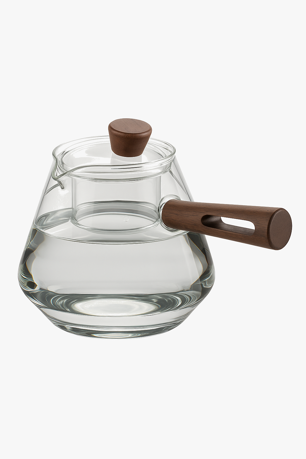 Refined Heat-Resistant Borosilicate Glass Teapot with Wood Handle