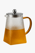 Teapot hammered glass with heat resistant stainless steel filter