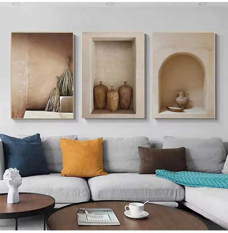Vase bohemian still life art wall canvas aesthetic for modern decoration - view 3