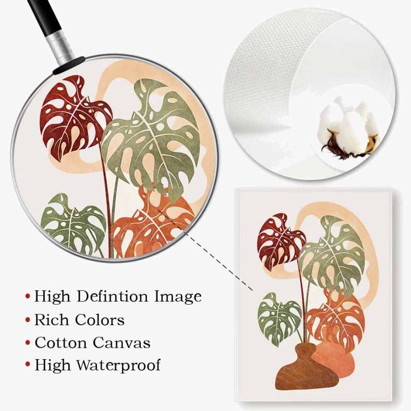 Tableware vase monstera terracotta abstract wall decoration Nordic - view 4
