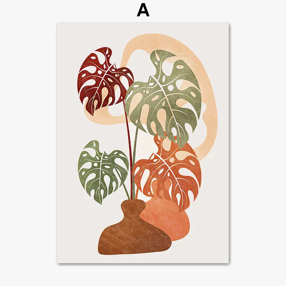 Tableware vase monstera terracotta abstract wall decoration Nordic - view 6