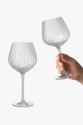 Large Crystal Wine Glass with Striped Relief, 570ml