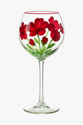 Set of 3 Tall Wine Glasses with Painted Floral Motifs