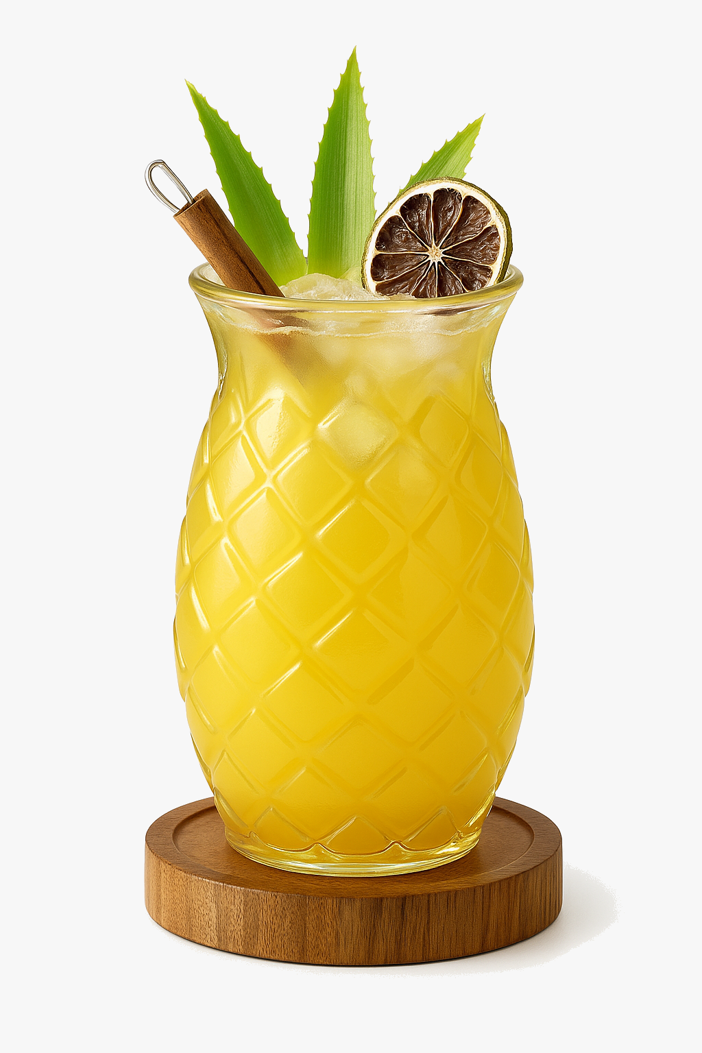 Cocktail glass in pineapple shape decorative relief