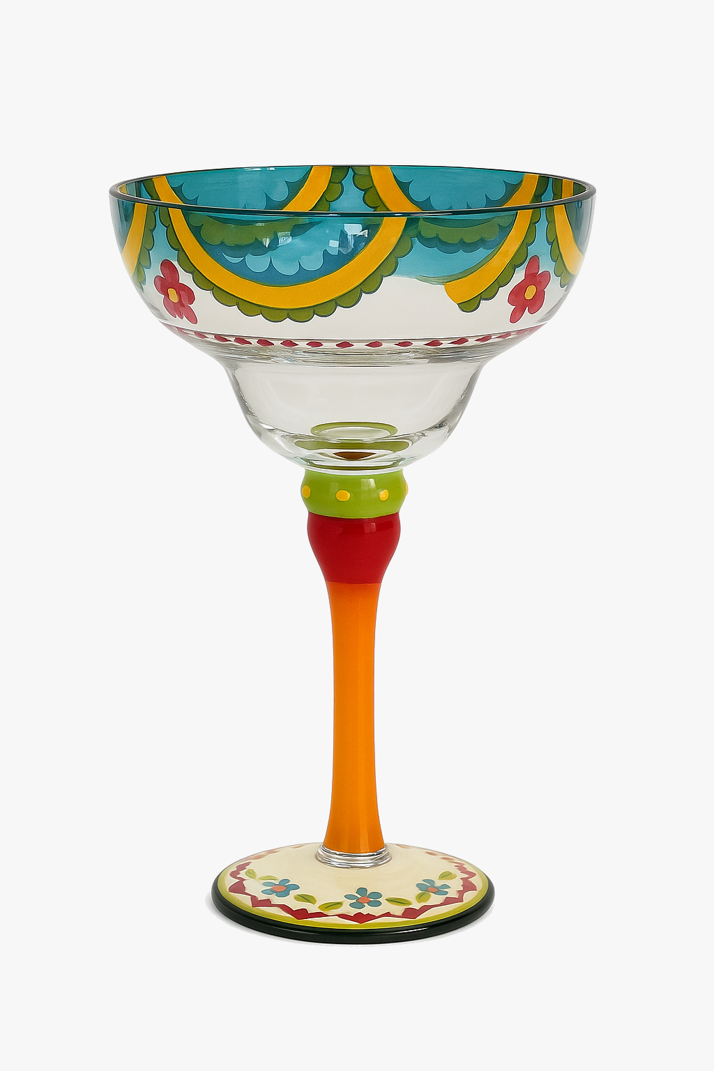 Glass cocktail margarita painted flamingo creative style scratches