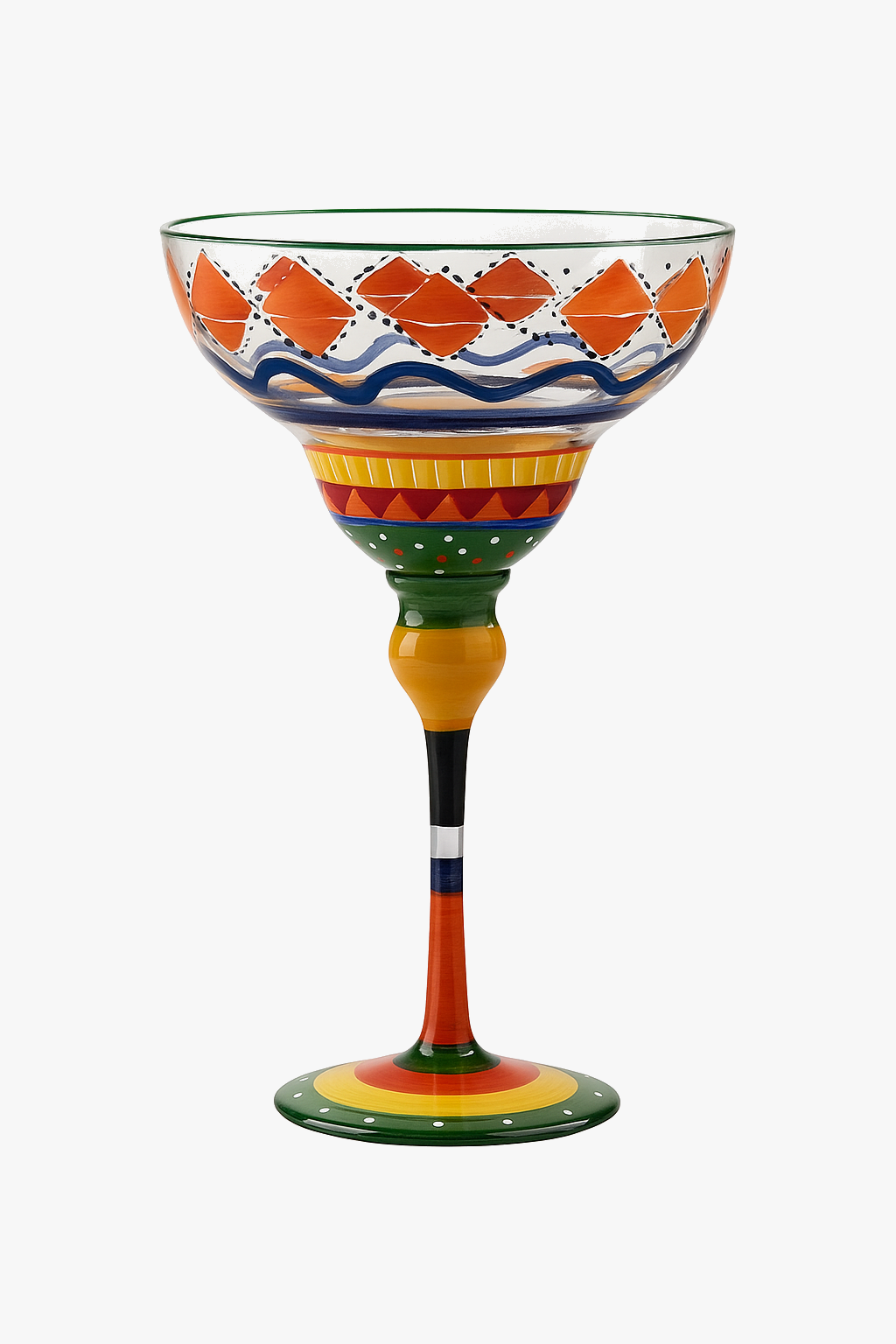 Hand-Painted Margarita Cocktail Glass with Flame Pattern, Style Two