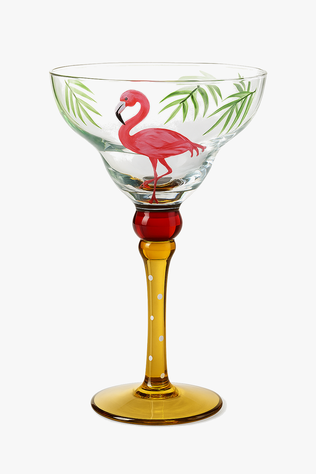 Hand-Painted Margarita Cocktail Glass with Flame Pattern, Style One