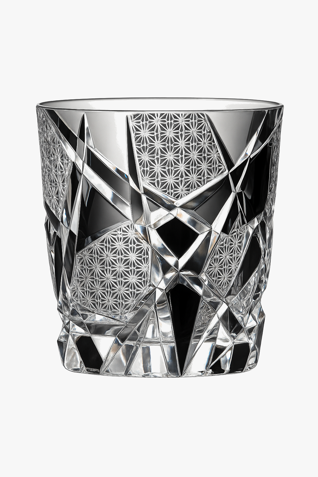 Crystal glass style edo kiriko pattern light sculpted