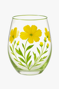 Wine glass high floral patterns drawn lot three