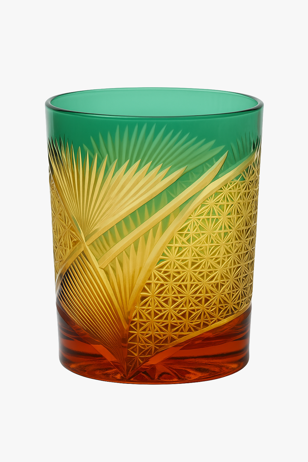Glass whisky edo kiriko engraved Japanese artisanal motifs