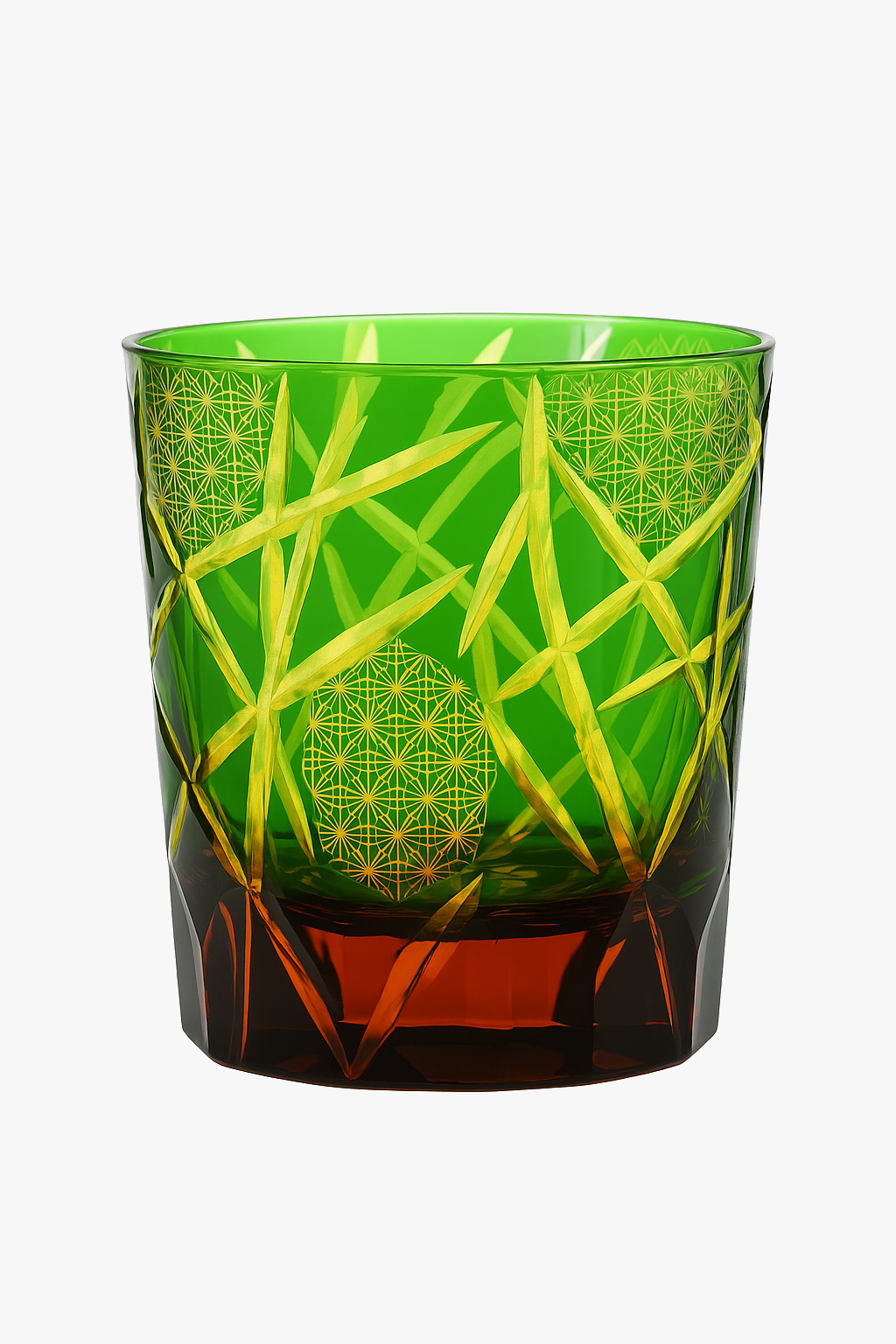 Japanese edo kiriko whisky glass carved geometric patterns
