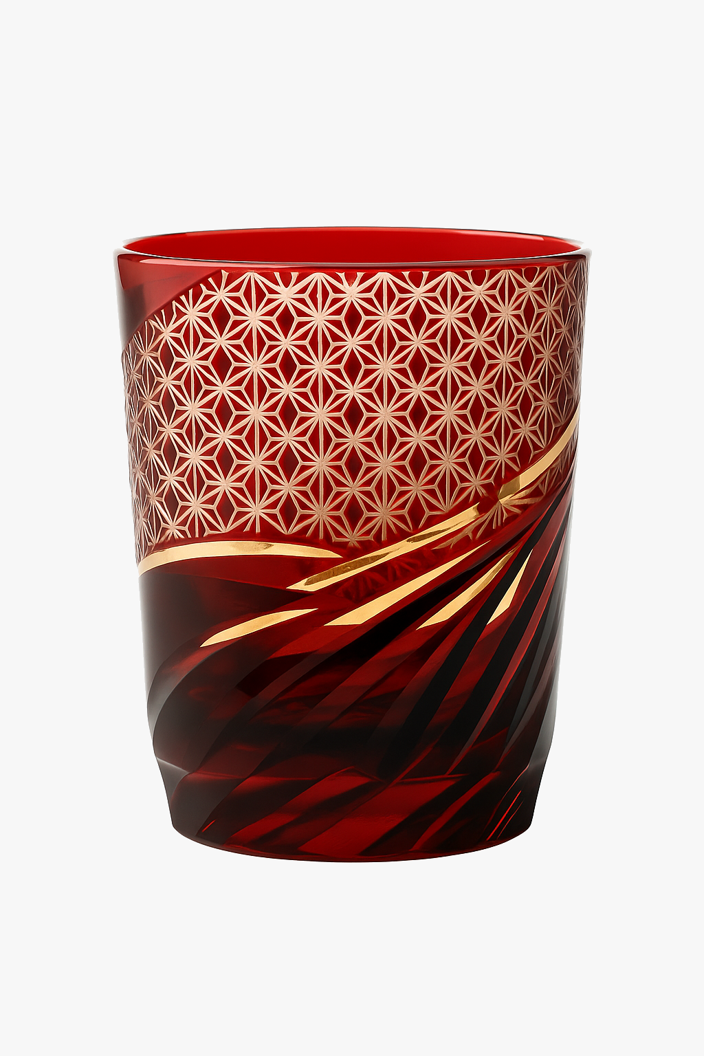 Contemporary Engraved Edo Kiriko Geometric Whisky Glass