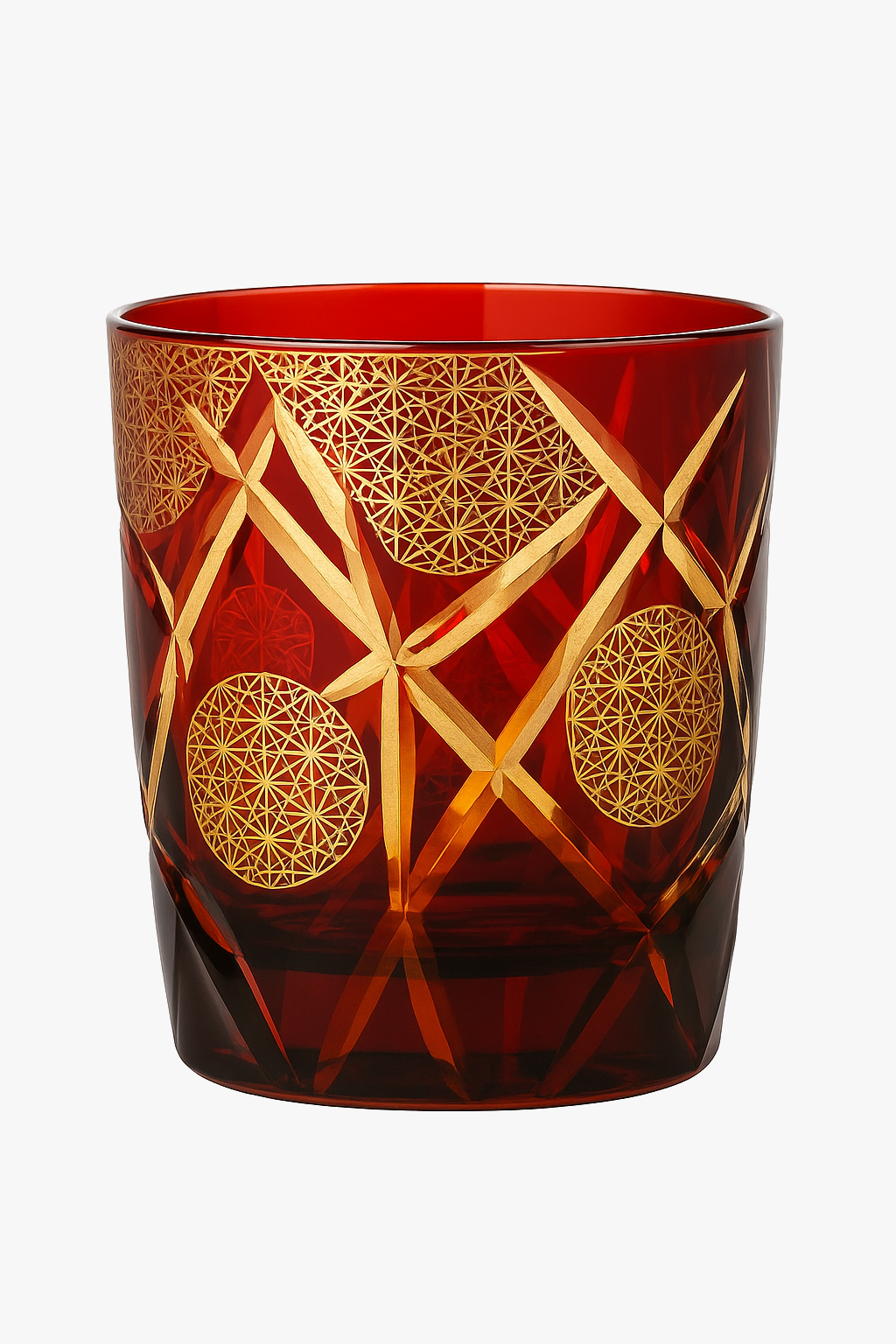 Subtle Engraved Edo Kiriko Geometric Whisky Glass