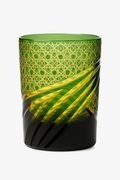 Edo Kiriko Style Hand-Cut Whisky Glass, Coloured Lined Glass