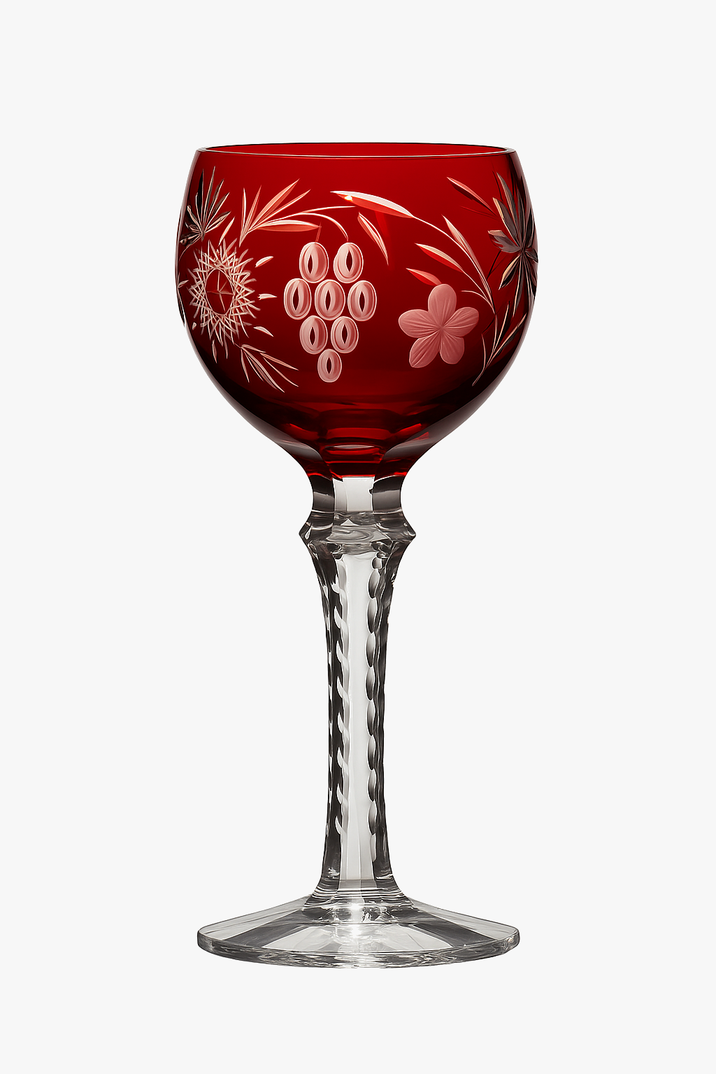 Crystal wine glasses engraved antique style