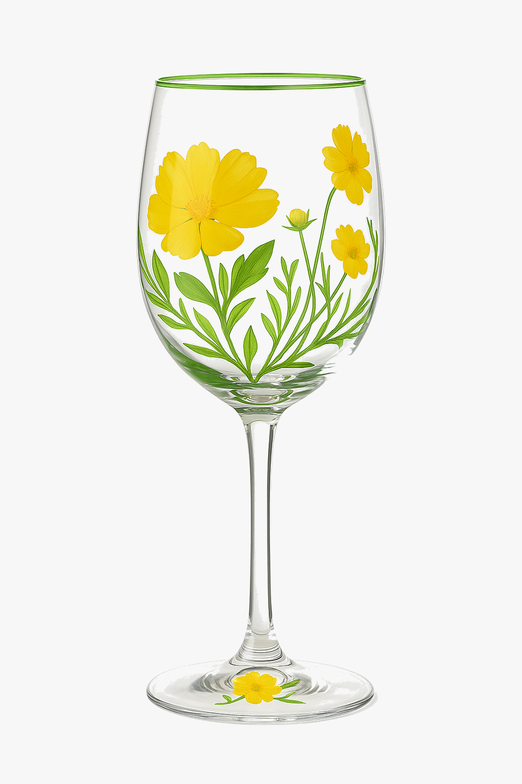 High floral wine glasses drawn hand lot