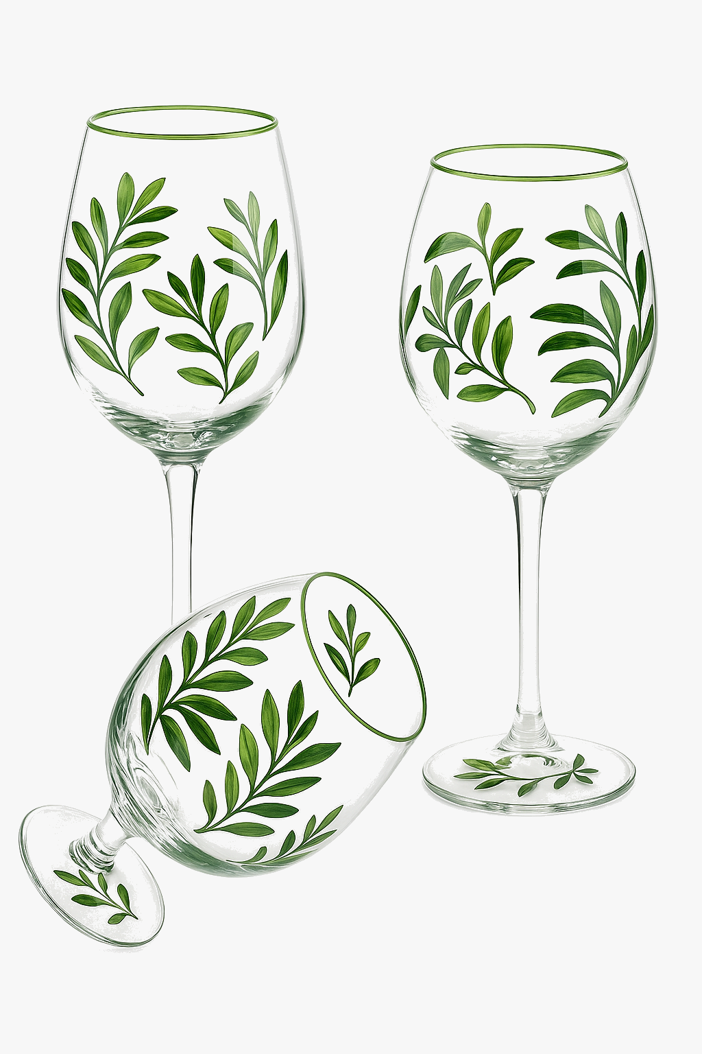 Hand-Drawn Floral Wine Glass with Elegant Footed Stem