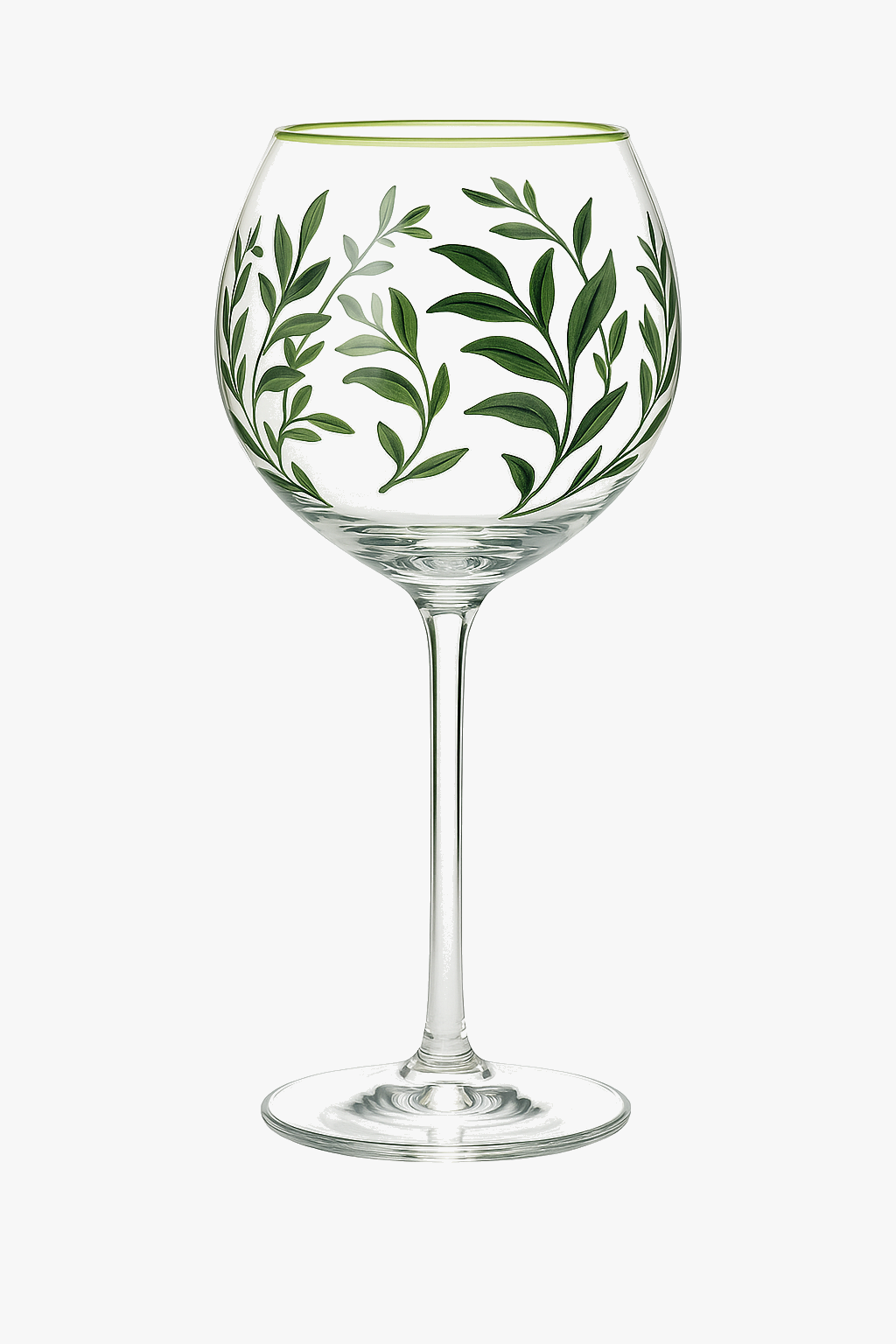 Hand-Drawn Floral Wine Glass, Refined Tasting Style