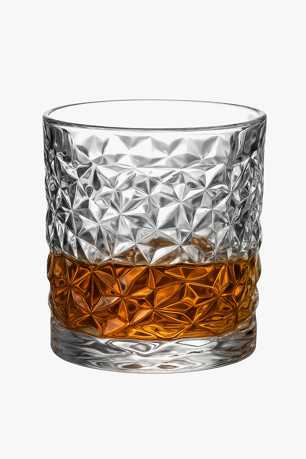 Old fashioned whisky glasses elegant style relief