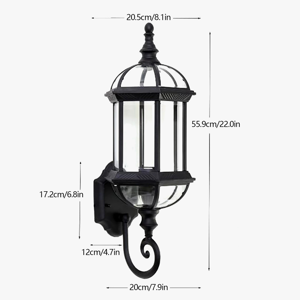 Waterproof Outdoor Wall Light, Retro Aluminum & Glass, IP54, E27 Bulb Max 100W, Wall-Mounted for Garden, Patio, and Yard Use - view 4