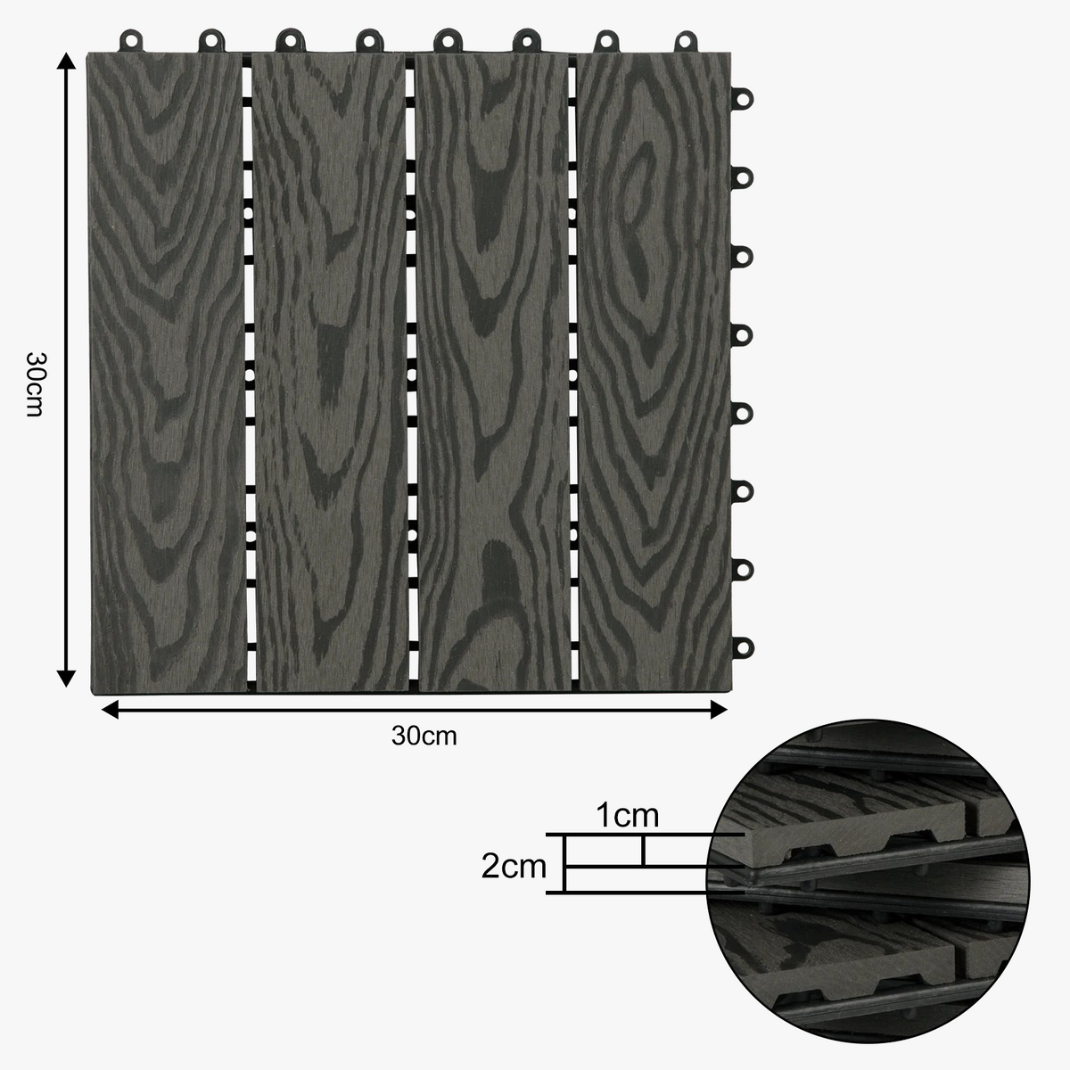 Nordic Grey 11-Pack Composite Deck Tiles 30x30cm - view 3
